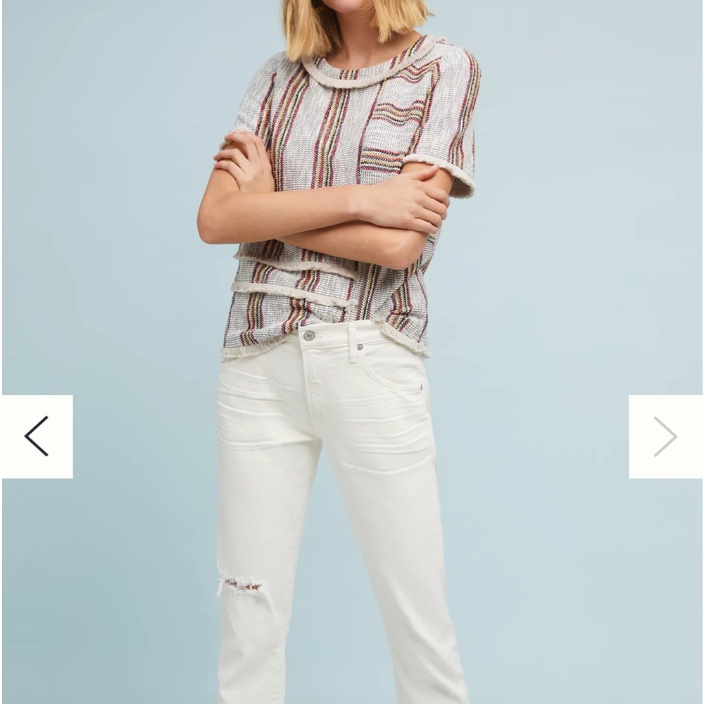 Current Air anthropology Knit Fringe Blouse Top (Z)